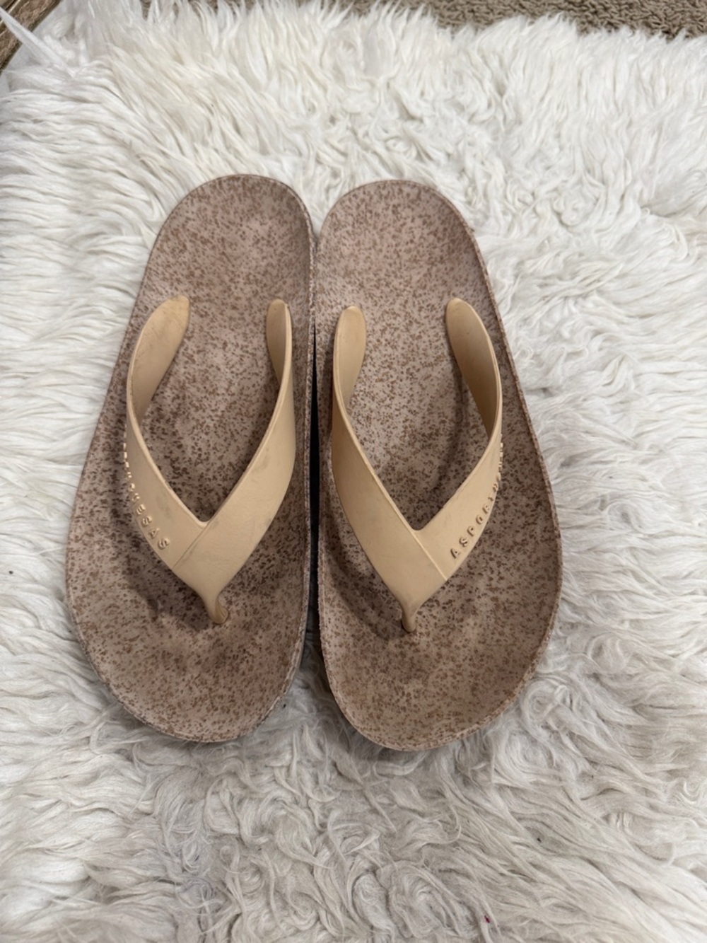 Asportuguesas by Fly London BEACH‎ FLIP-FLOPS BASE MILKY & CREAM STRAP size 41